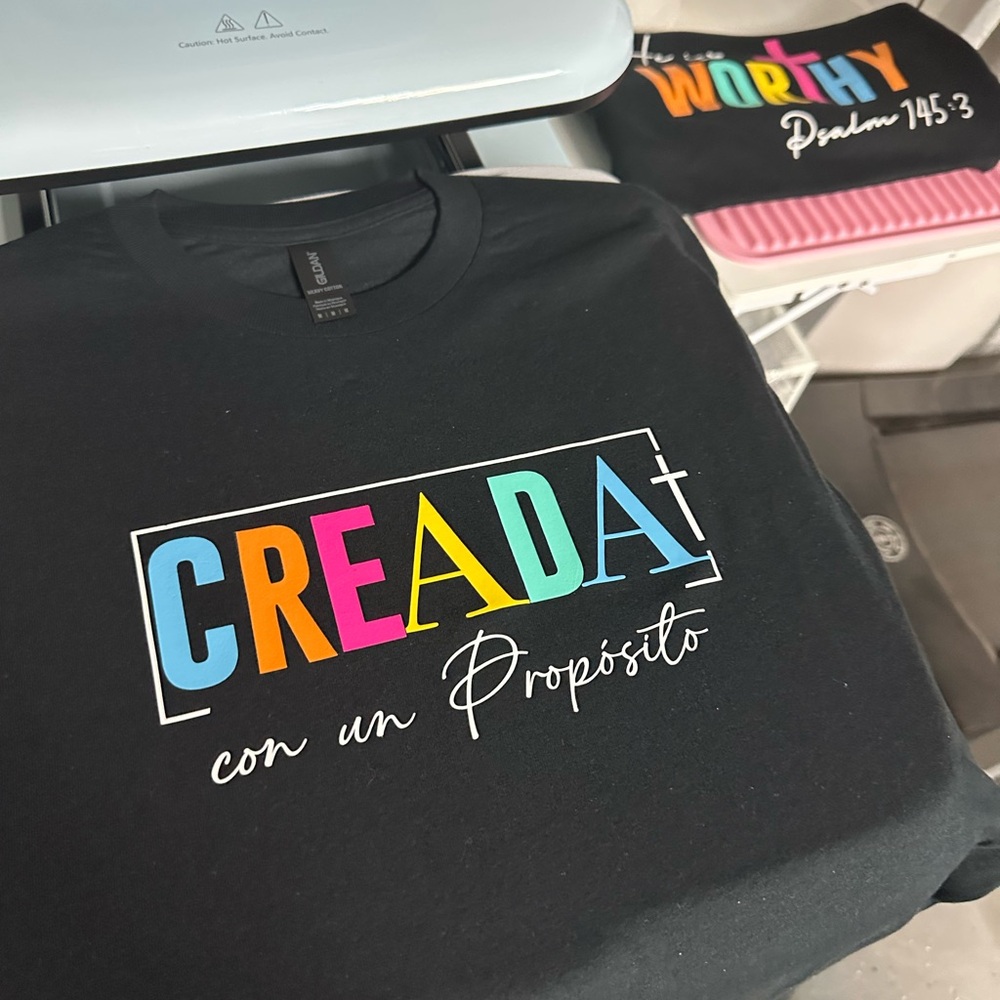 Black T-Shirt with Colorful Designs